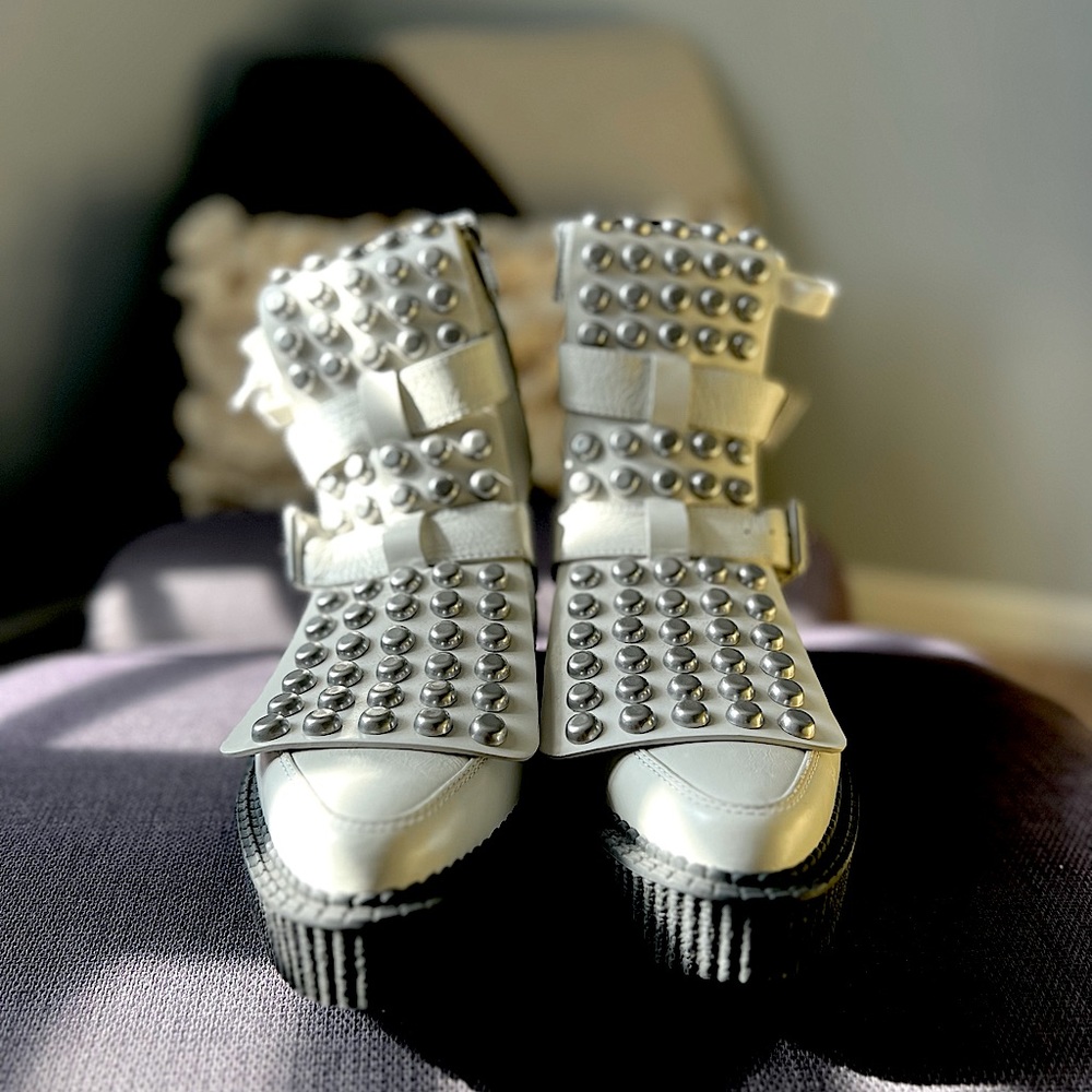 Marc by Marc Jacobs Leather Studded Combat Boot